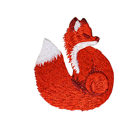 Tissu de broderie informatisé renard, patchs à repasser/à coudre, accessoires de costumes, appliques