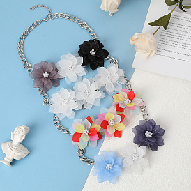Сплав смолы 3 ожерелья с цветочным кулоном для женщин, платина