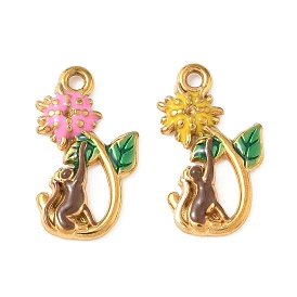 304 нержавеющей стальной эмали подвески, подвески в виде кошек и цветов, ионное покрытие (ip), золотые