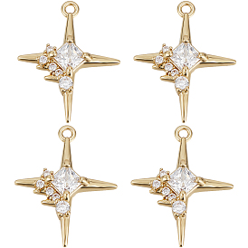 8 кулоны из латуни с микрочастицами и кубическим цирконием., долговечный, звезда очарование