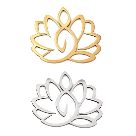 Filigree 304 Stainless Steel Pendants, Laser Cut, Lotus Flower Charms