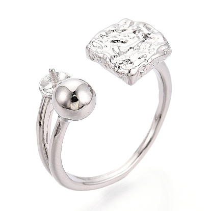 Квадратные латунные колышки для колец, регулируемые настройки колец для полупросверленных бусин, без кадмия, без никеля и без свинца