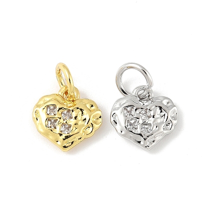 Латунные микропаве прозрачные кубические циркониевые подвески, текстурированное сердце, с целью перехода в кольце