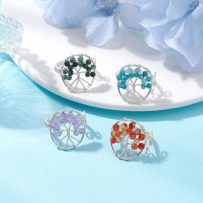 Бусины из натуральных драгоценных камней с цельными круглыми латунными бусинами и кольцами из экологически чистой медной проволоки