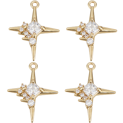 8 кулоны из латуни с микрочастицами и кубическим цирконием., долговечный, звезда очарование