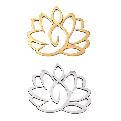 Filigree 304 Stainless Steel Pendants, Laser Cut, Lotus Flower Charms