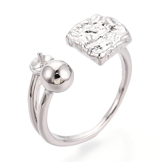 Квадратные латунные колышки для колец, регулируемые настройки колец для полупросверленных бусин, без кадмия, без никеля и без свинца