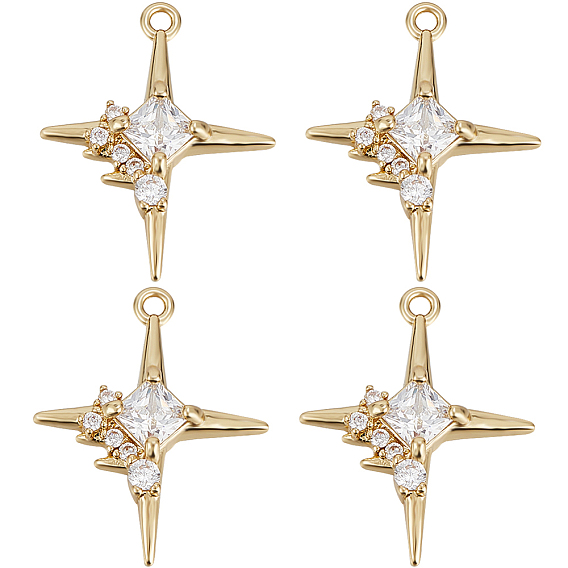 8 кулоны из латуни с микрочастицами и кубическим цирконием., долговечный, звезда очарование