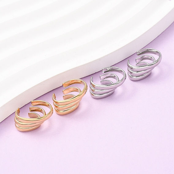 304 тройные серьги-каффы из нержавеющей стали в форме буквы С, ионное покрытие (ip)