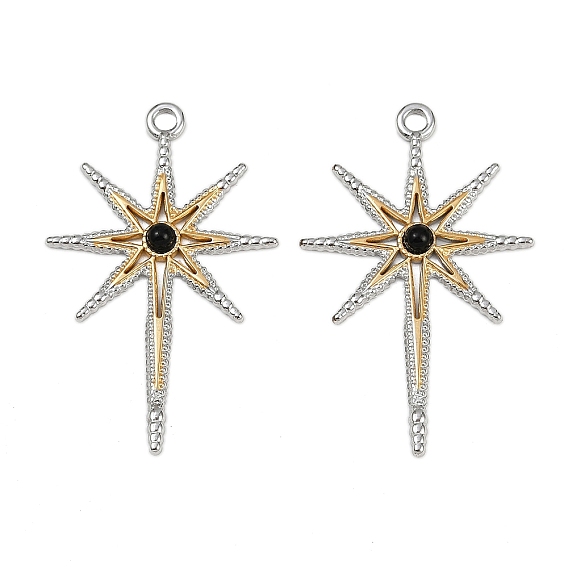 Подвески из натурального черного оникса (окрашенные и нагретые), с 304 установками из нержавеющей стали, звезды прелести, с 304 установками из нержавеющей стали, ионное покрытие (ip)