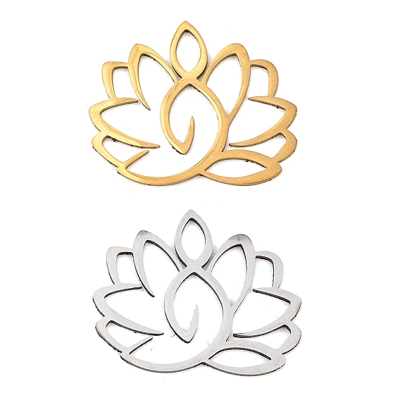 Filigree 304 Stainless Steel Pendants, Laser Cut, Lotus Flower Charms