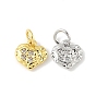 Латунные микропаве прозрачные кубические циркониевые подвески, текстурированное сердце, с целью перехода в кольце