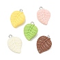 Opaque Resin with Alloy Pendants, Leaf Charms, Platinum