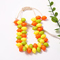 Adjuatble Plastic Lemon Braided Bead Bracelets for Women, with Waxed Cord