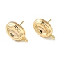 Brass Stud Earring Finding with Loops, Oval