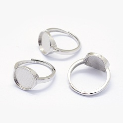 925 Sterling Silver Finger Ring Components, Flat Round, Size 7