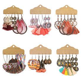 Boho Tassel Dreamcatcher Earrings Set of 3 - Fan-shaped, Teardrop, and Fringe Styles