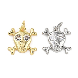 Латунные микропаве прозрачные подвески с фианитом, без кадмия и без свинца, череп прелести, с целью перехода в кольце