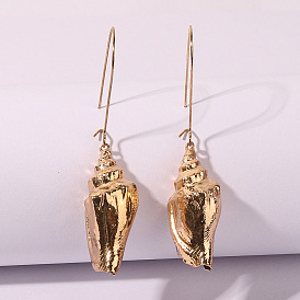 Gold-plated Seashell Pendant Earrings - European and American Fashion, Beach Jewelry, Personality.
