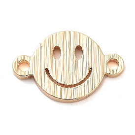 Brass Laser Cut Smiling Face Connector Charms, Textured Links