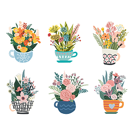 Самоклеящиеся декоративные наклейки на стену из ПВХ, Водонепроницаемые наклейки на чашки для украшения стен дома, гостиной, спальни, цветочным узором