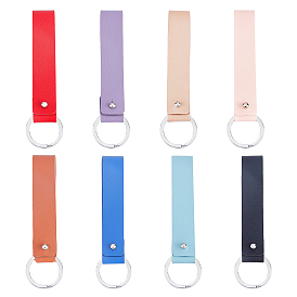 8 pcs 8 couleurs porte-clés en cuir pu, avec fermoir en alliage de platine