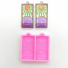 Rectangle with Sunrise Pendant Silicone Molds, Resin Casting Molds, for UV Resin & Epoxy Resin Jewelry Making