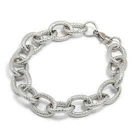 Fashionable 304 Stainless Steel Reticular Grain Cable Chain Bracelets, with Lobster Claw Clasps, 8-1/2 inch (215mm), 13mm