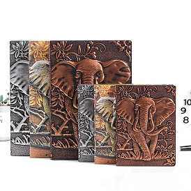 3D PU Leather Notebook, with Paper Inside, Rectangle with Elephant Pattern, for School Office Supplies