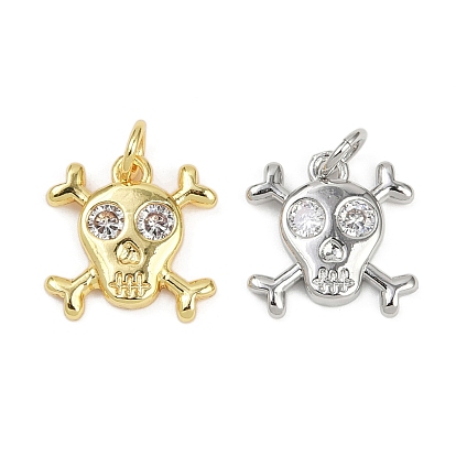 Латунные микропаве прозрачные подвески с фианитом, без кадмия и без свинца, череп прелести, с целью перехода в кольце