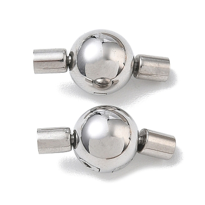 304 Stainless Steel European Clasps with Cord Ends, Round