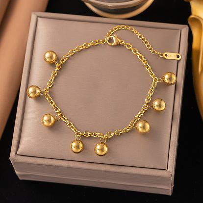 304 из нержавеющей стали шарм браслеты, браслеты-цепочки для женщин, круглые