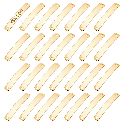 30шт. 201 звенья/соединители из нержавеющей стали, закругленный прямоугольник, штамповка пустой метки