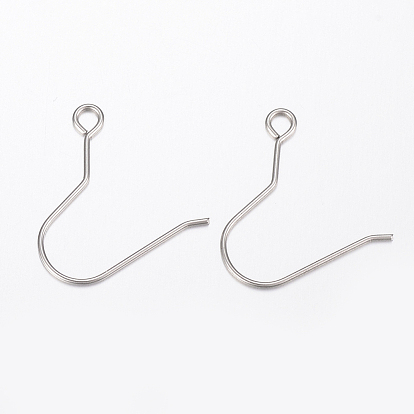 304 Stainless Steel Earring Hooks, with Horizontal Loop