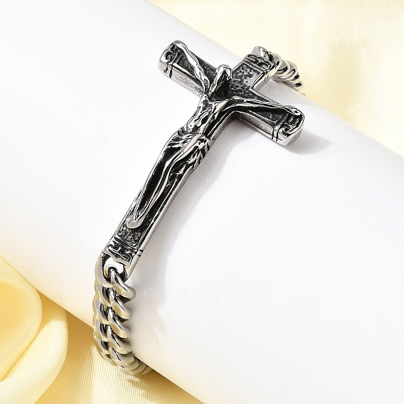 304 из нержавеющей стали кубинский ссылка цепи браслеты, браслеты с крестом Иисуса Христа и распятием для унисекс