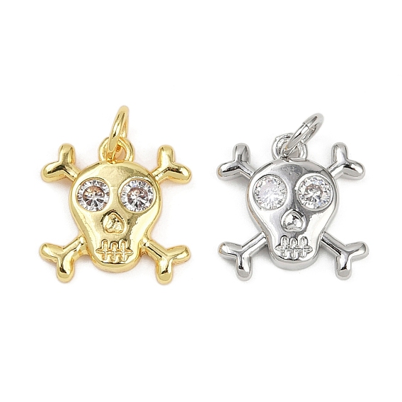 Латунные микропаве прозрачные подвески с фианитом, без кадмия и без свинца, череп прелести, с целью перехода в кольце