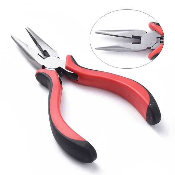 Carbon Steel Jewelry Pliers, Wire Cutter Pliers, Chain Nose Pliers, Serrated Jaw, Polishing, 135mm