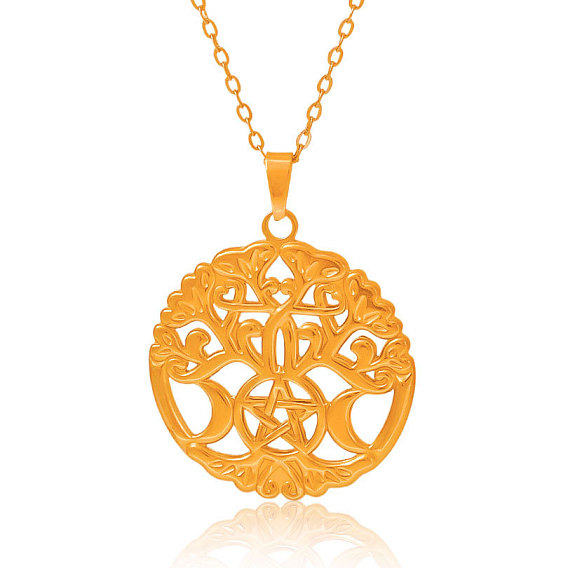 304 Женские ожерелья с подвеской в виде тройной луны из нержавеющей стали