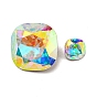 Glass Rhinestone Cabochons, Point Back & Back Plated, Faceted, Square
