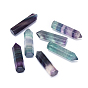 Natural Fluorite Beads, Healing Stones, Reiki Energy Balancing Meditation Therapy Wand, No Hole/Undrilled, Faceted, Bullet