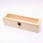 Wooden Box, Flip Cover Box, with Iron Lock Clasps & Glass Visual Window, Rectangle