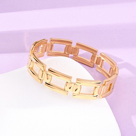 304 браслеты из нержавеющей стали, шарнирные браслеты для женщин, прямоугольные, ионное покрытие (ip)