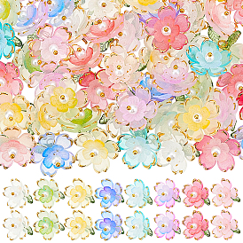 80шт. 8 цветные прозрачные акриловые подвески, с медными петлями, цветок