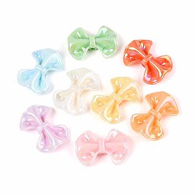 Непрозрачные акриловые бусины, с покрытием AB цвета, бантом