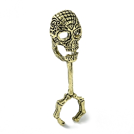 Skull Alloy Cigarette Holder Ring, Open Cuff Rings for Men, Lead Free & Cadmium Free