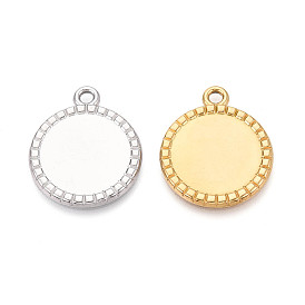 304 Настройки кабошон из нержавеющей стали кулон, плоско-круглые