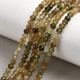 Бусы из натурального зеленого турмалина, граненые, рондель