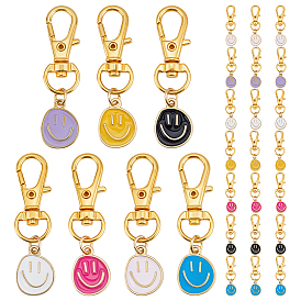 28 шт. 7 стили подвесные украшения в виде улыбающегося лица из сплава с эмалью, с сплава шарнирного когтя омара застежками