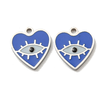 304 Stainless Steel Enamel Charms, Heart with Eye Charms