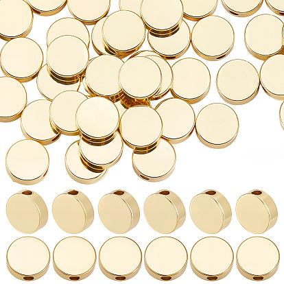 50 латунные бусины шт., стойки покрытие, без свинца и без кадмия, плоско-круглые